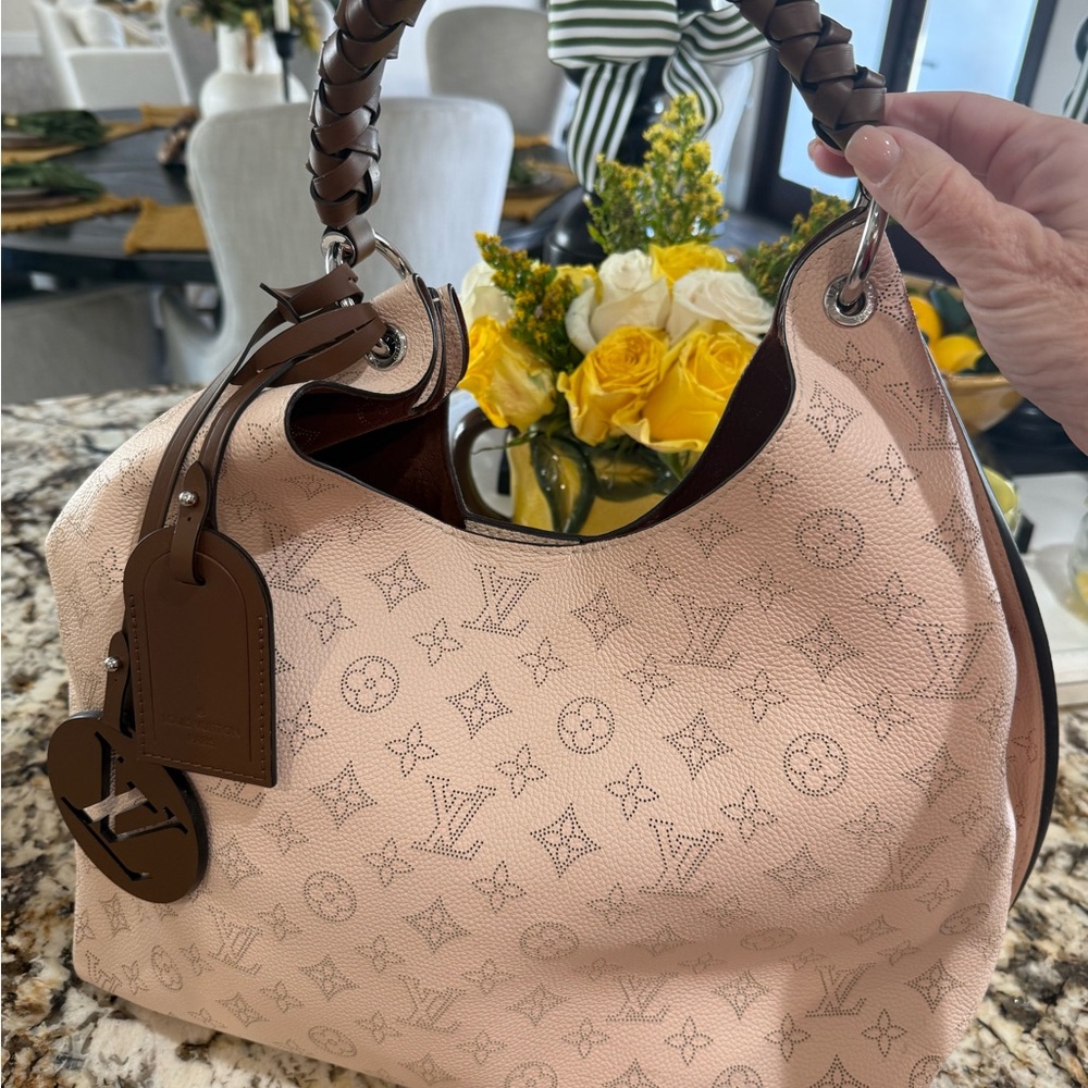 Louis Vuitton Pink and Brown Shoulder Bag with Monogram